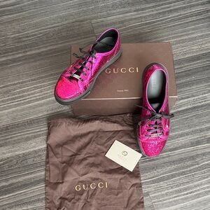 Gucci Women's Fuchsia Glitter Sneakers
